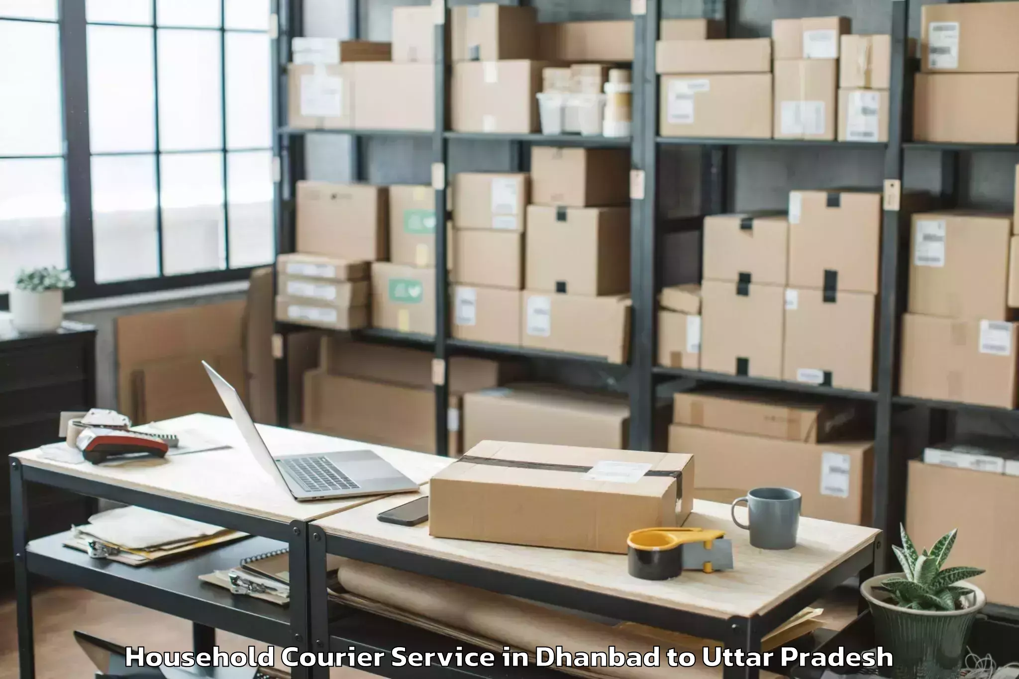 Book Dhanbad to Lakhna Household Courier Online